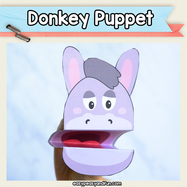 Donkey Puppet- printable craft template