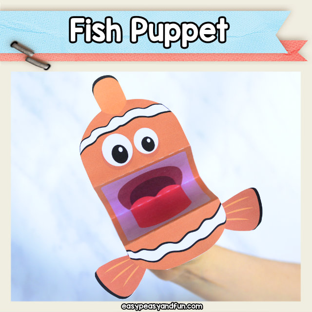 Fish Puppets printable craft template - easy fish crafts for kids