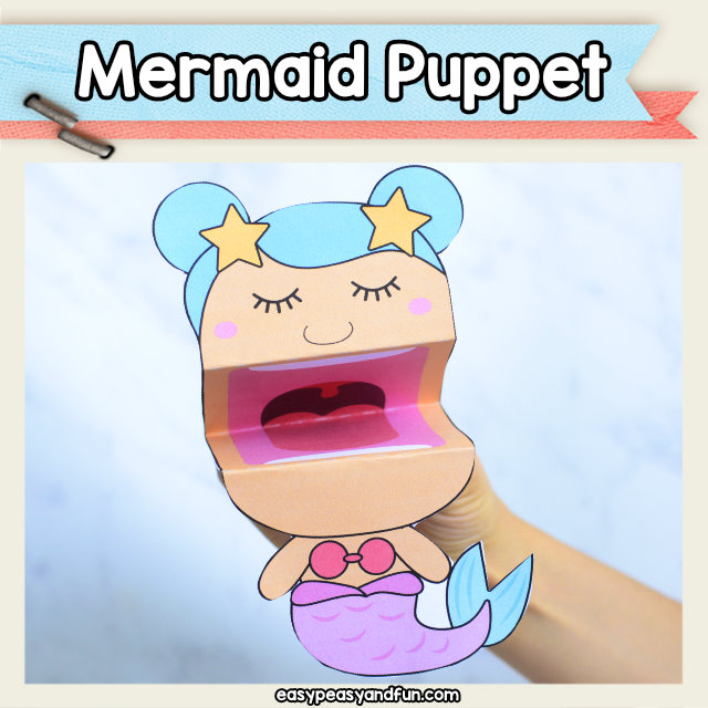 Mermaid Puppet - this printable mermaid puppet template is so fun. Perfect mermaid craft for kids to make in the classroom or at home