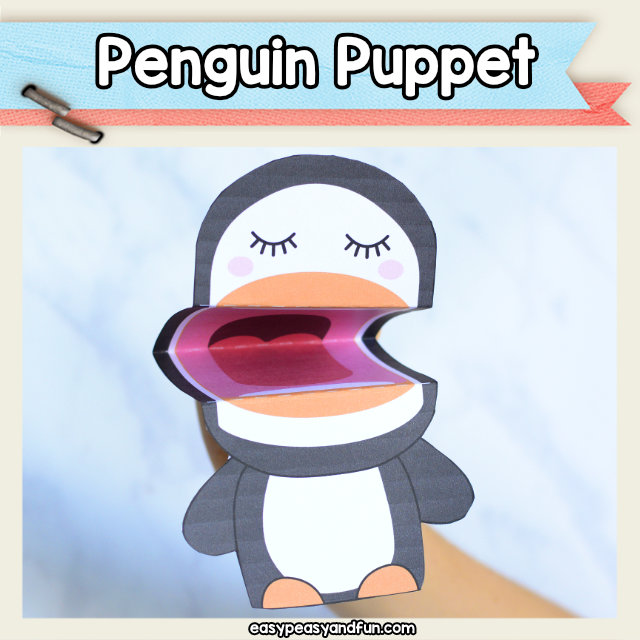 Penguin Puppet - penguin crafts for kids