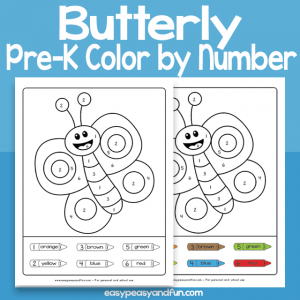 Butterfly Color by Number for Preschool