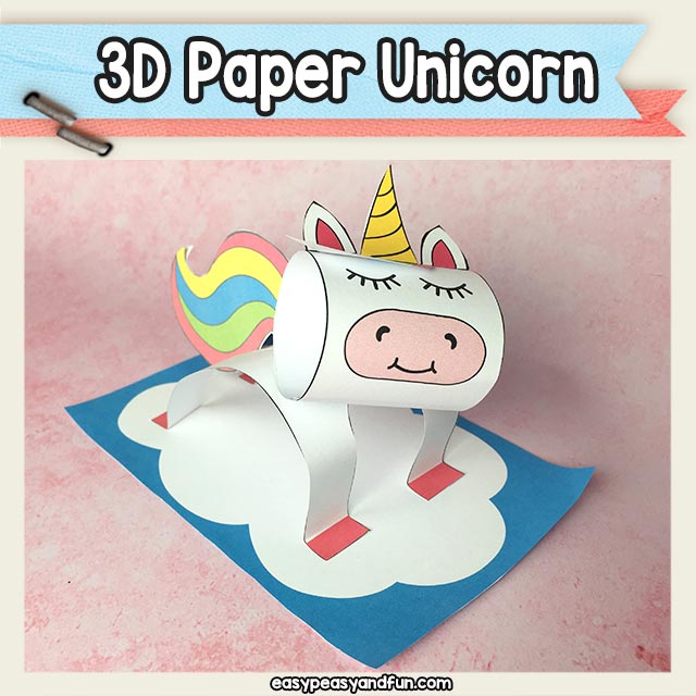 3D Paper Unicorn Craft Template