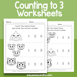 Counting to 3 Worksheets for Preschool and Kindergarten
