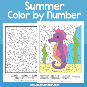 Summer color by numbers (numbers under 10)