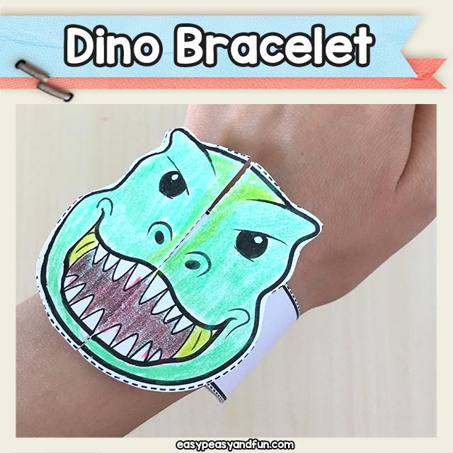 Printable T-rex Paper Bracelets