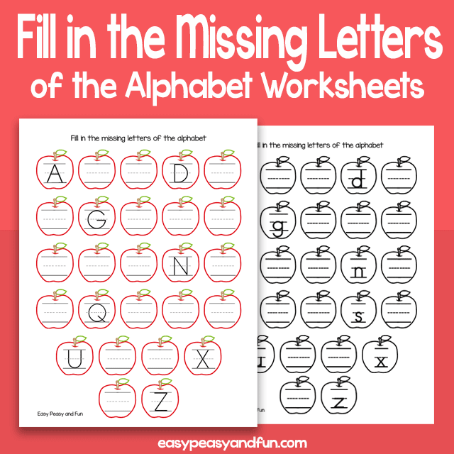 Apples Fill in The Missing Letters of the Alphabet Worksheets