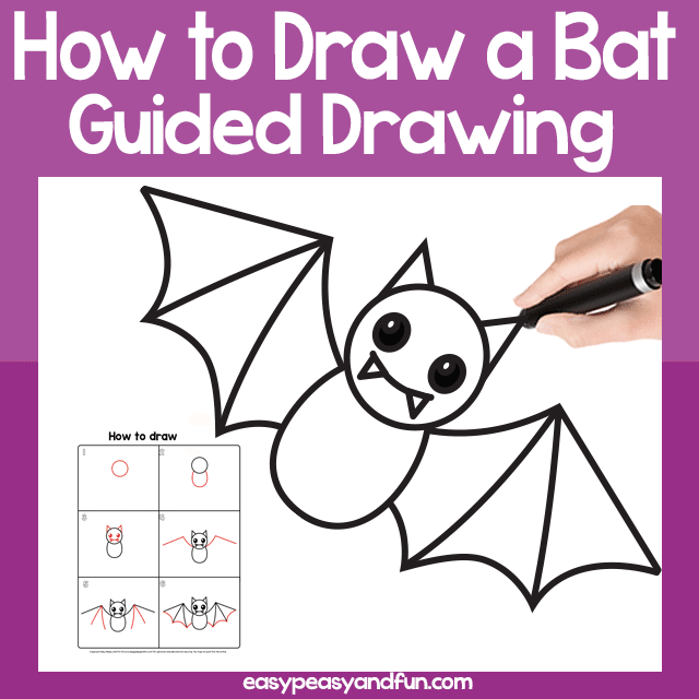 How to draw a bat guided drawing