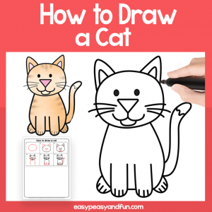 Cat Guided Drawing Printable