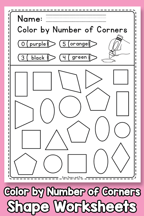 Color by Number of Corners - Shape Worksheets