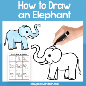 Elephant Guided Drawing Printable