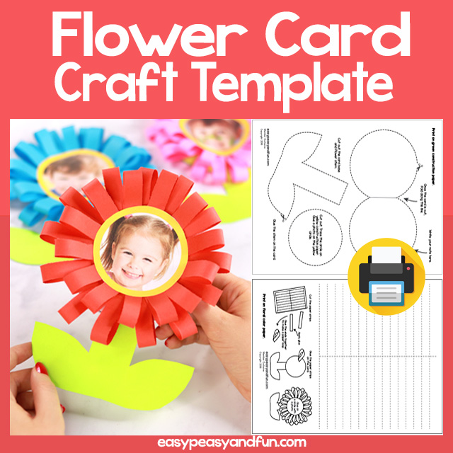 Flower Card Craft Template - Mothers Day Card Kids can Make