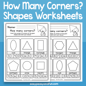How Many Corners Shapes Worksheets
