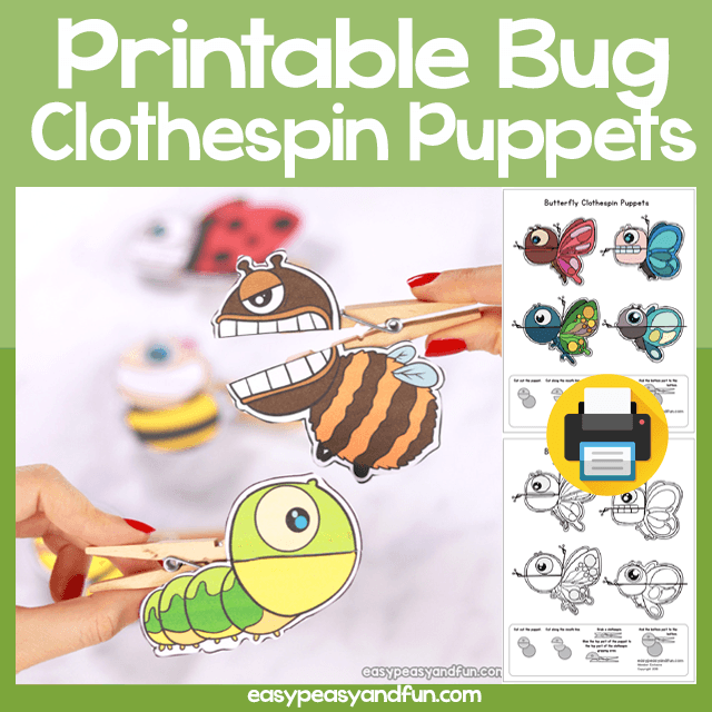 Printable Bug Clothespin Puppets