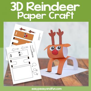 Reindeer 3D Paper Craft Template
