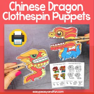 Printable Chinese Dragon Clothespin Puppets