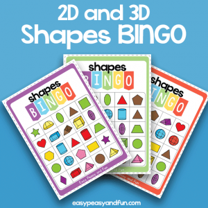 2D in 3D Shapes BINGO Colored