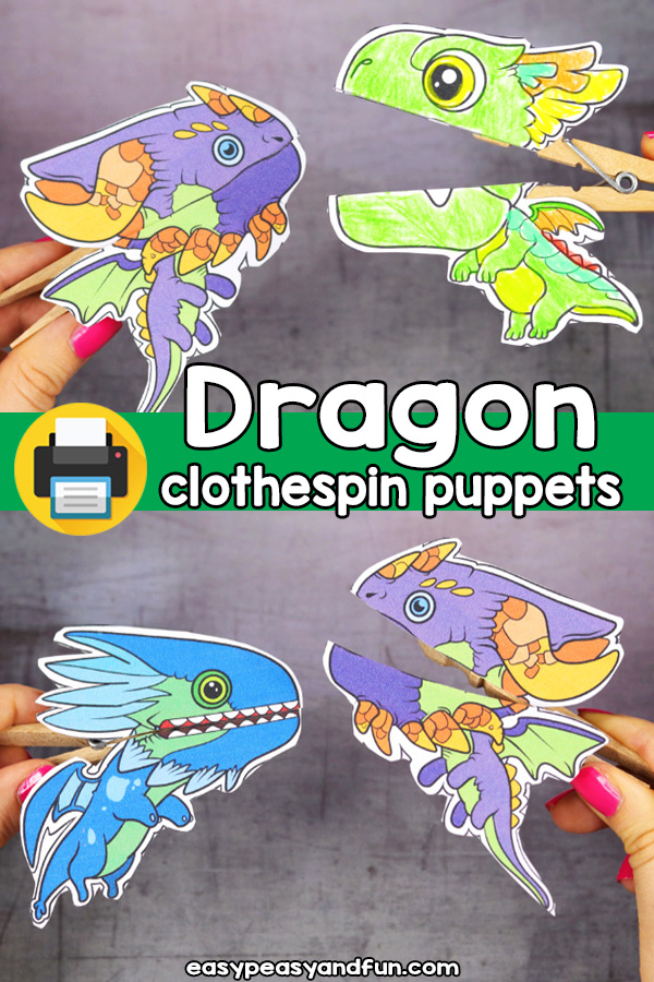 Printable Dragon Clothespin Puppets