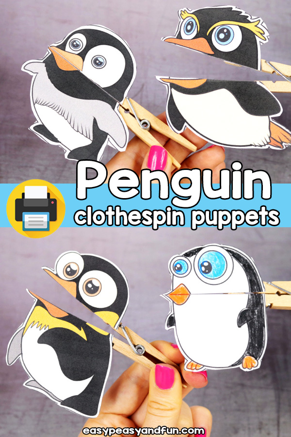 Printable Penguin Clothespin Puppets