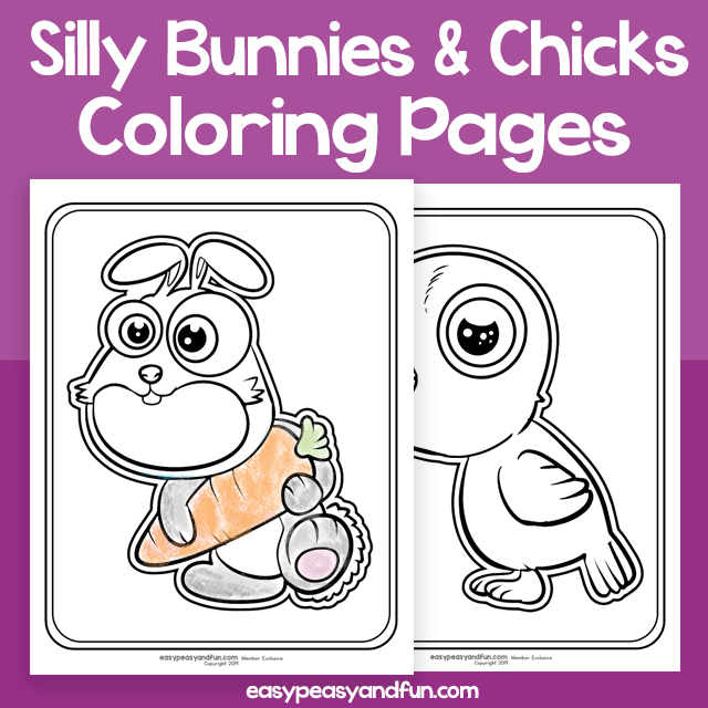Silly Bunny and Chick Coloring Pages