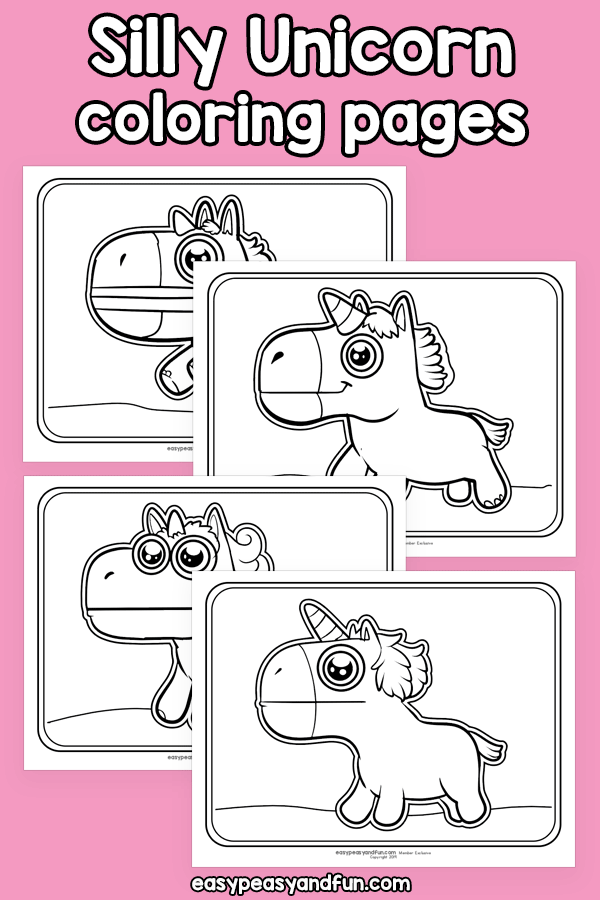 Silly Unicorn Coloring Pages for Kids