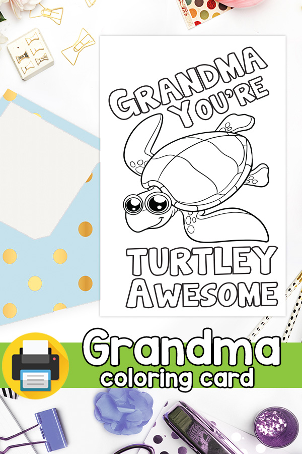 Turtley Awesome Grandma Card Pun