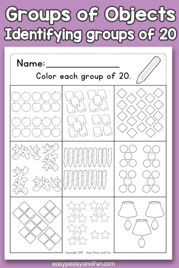Counting Groups of Objects Worksheets - Twenty