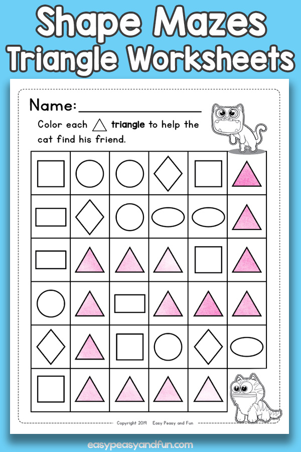 Shapes Mazes Triangle Worksheets
