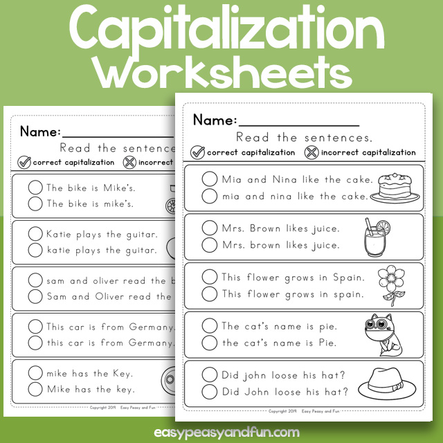 Find the Correct Sentence Capitalization Worksheets Easy Peasy and