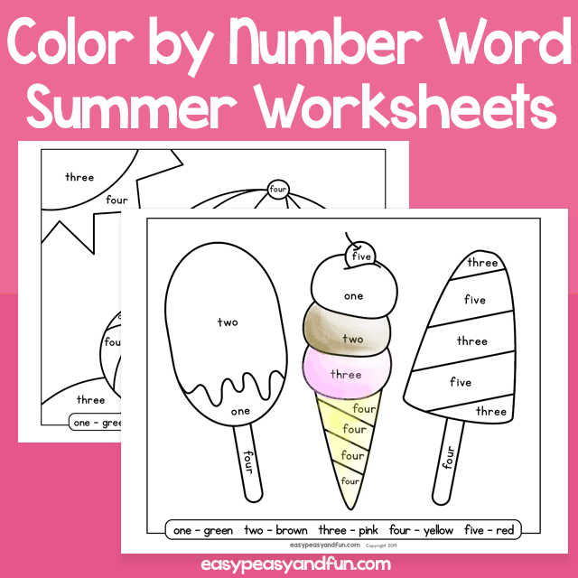Summer Color by Number Word