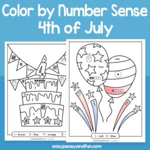 4th of July Color by Number Sense for Kids