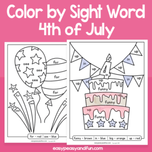 4th of July Color by Sight Word for Kids