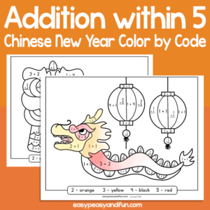 Chinese New Year Color by Code Addition within 5 for Kids