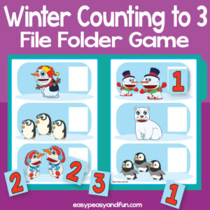 Counting Winter file folder game - counting to 3