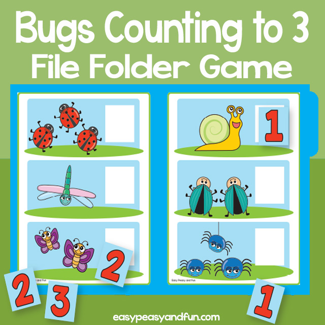 Counting bugs file folder game - counting to 3