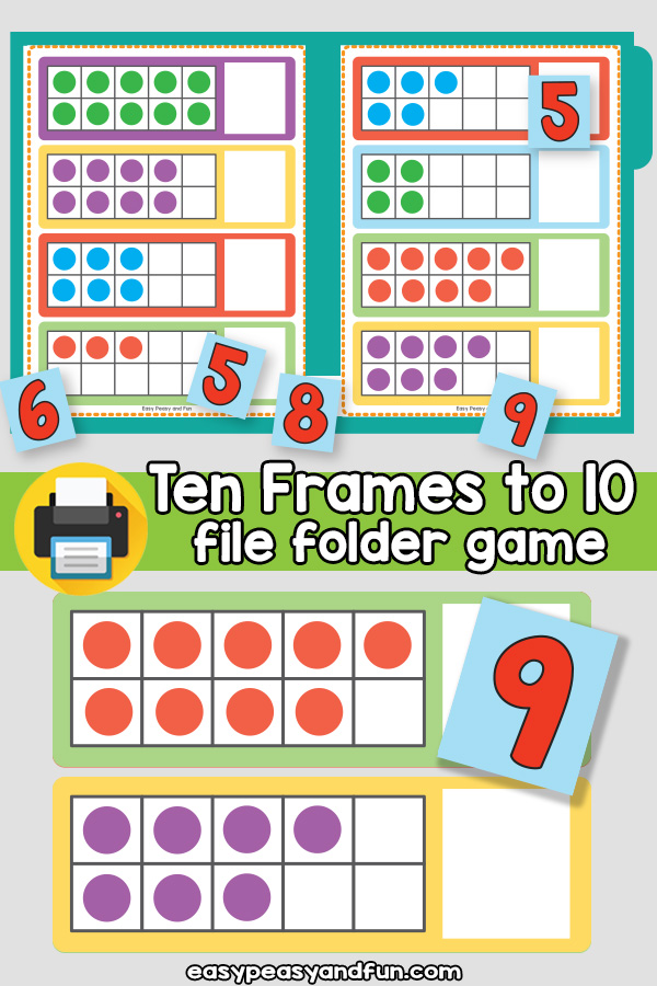 Counting to 10 ten frames file folder game for kindergarten