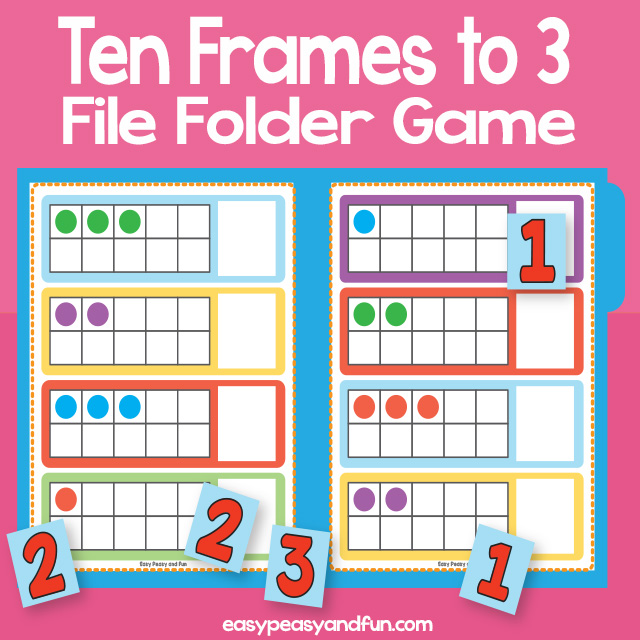 Counting to 3 ten frames file folder game