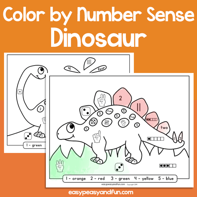 Dinosaur Color by Number Sense for Kids