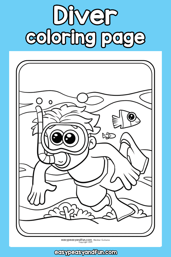 Diver Coloring Page