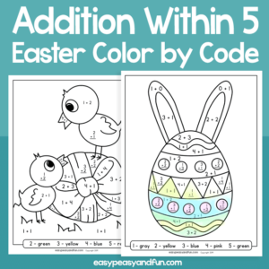 Easter Color by Code Addition within 5 for Kids