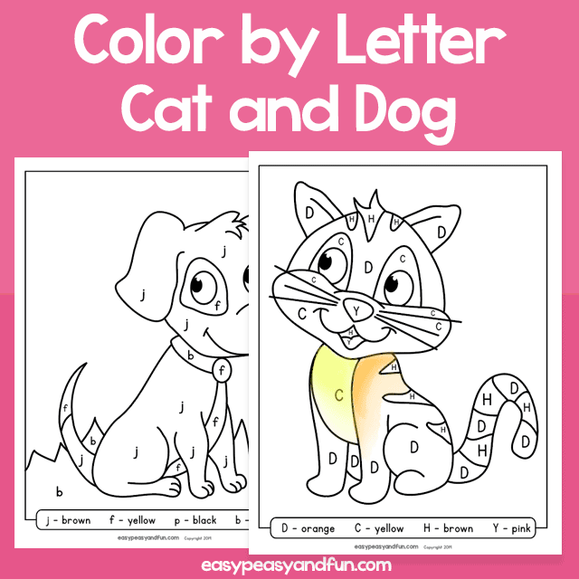 Cat and Dog Color by Letter for Kids