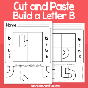 Cut and Paste Build a Letter B Worksheets
