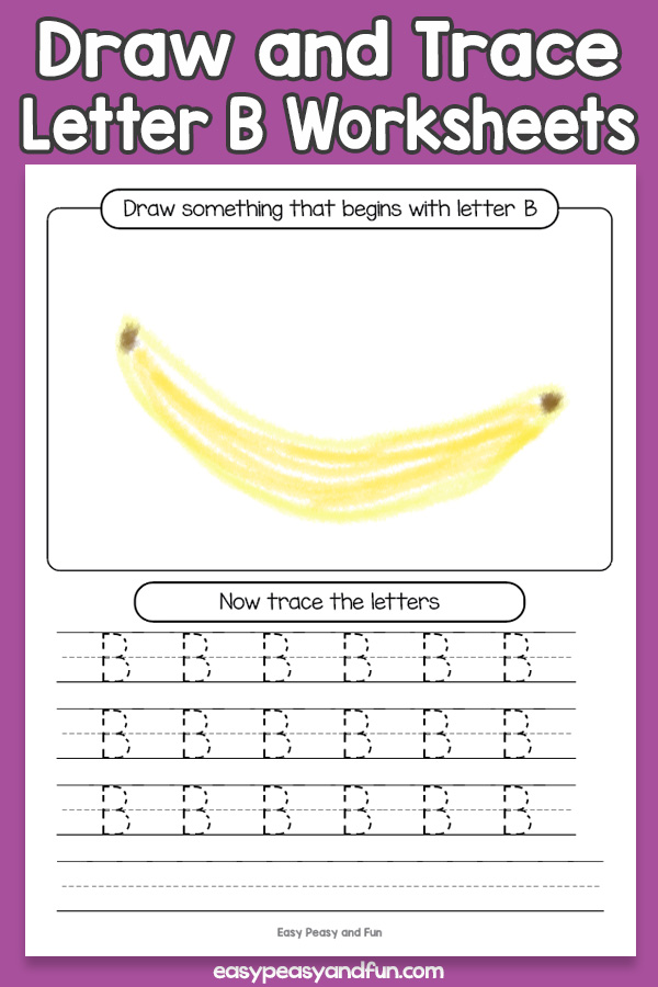 Draw and Trace Letter B Worksheets for Kids