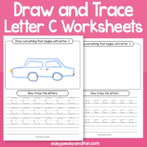 Draw and Trace Letter C Worksheets
