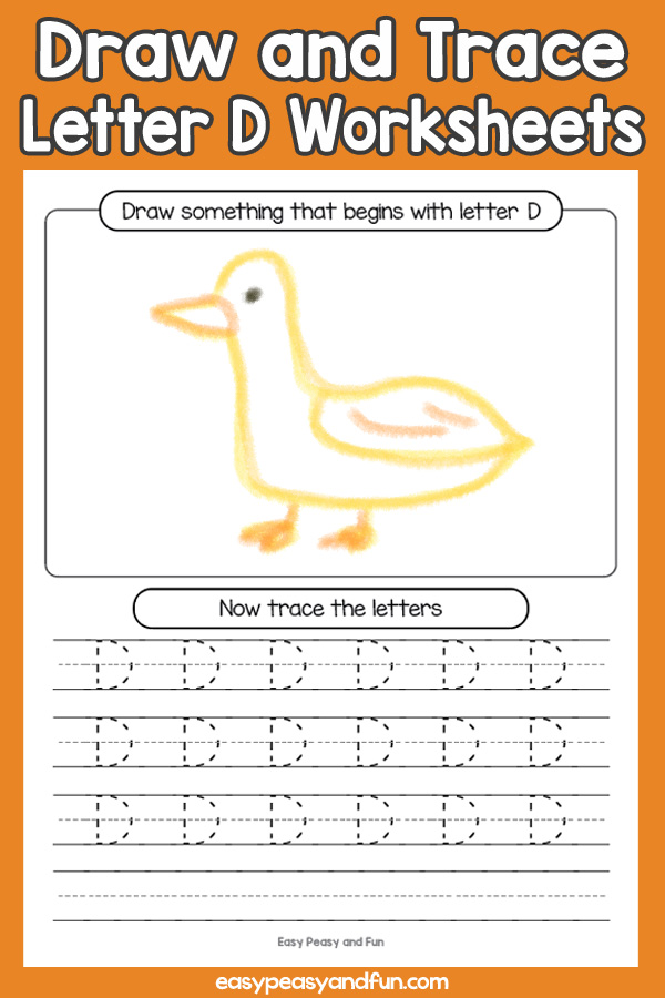 Draw and Trace Letter D Worksheets for Kids