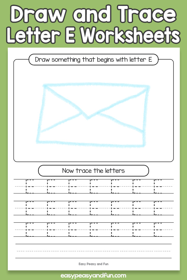 Draw and Trace Letter E Worksheets for Kids