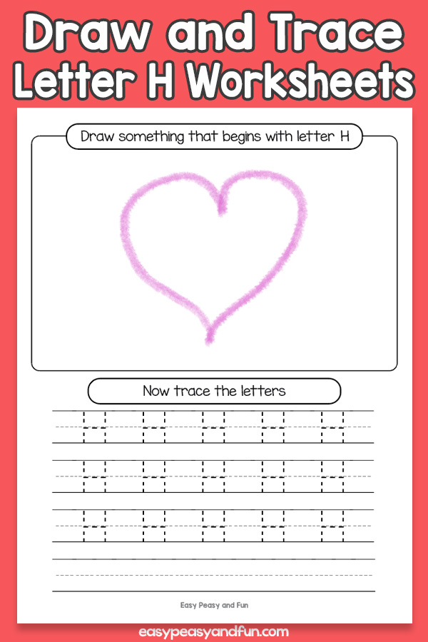 Draw and Trace Letter H Worksheets for Kids