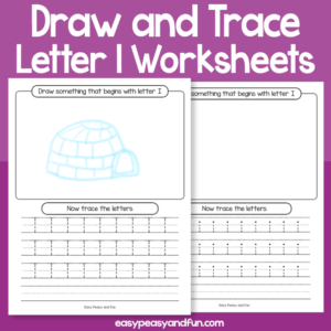 Draw and Trace Letter I Worksheets