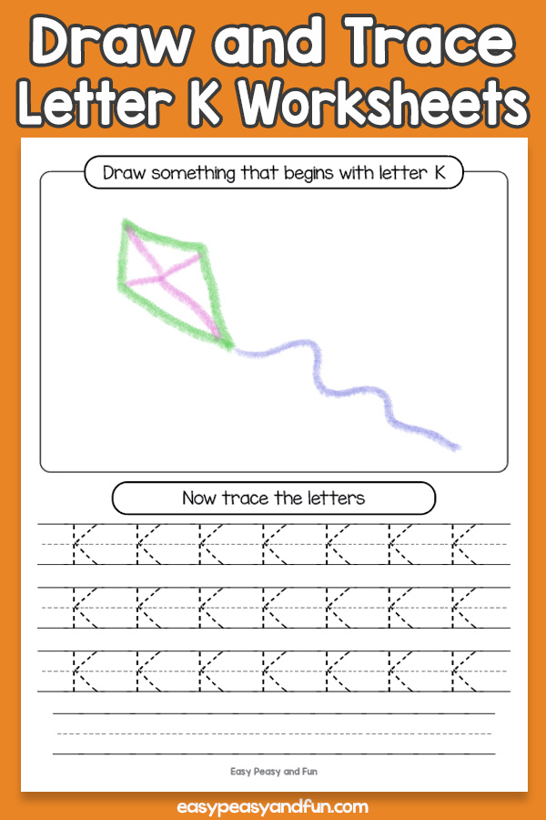 Draw and Trace Letter K Worksheets for Kids