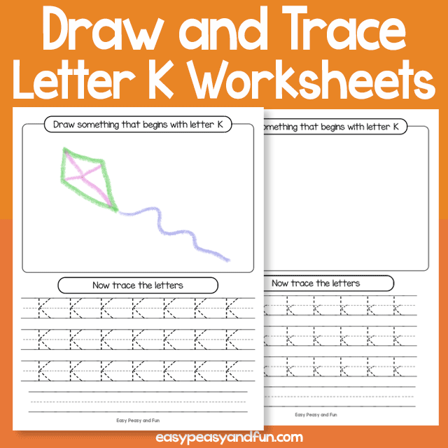 Draw and Trace Letter K Worksheets