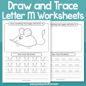 Draw and Trace Letter M Worksheets